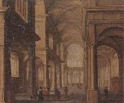 Jan Van Vucht The interior of a reformed church,with a beggar soliciting alms from an elegant company china oil painting reproduction